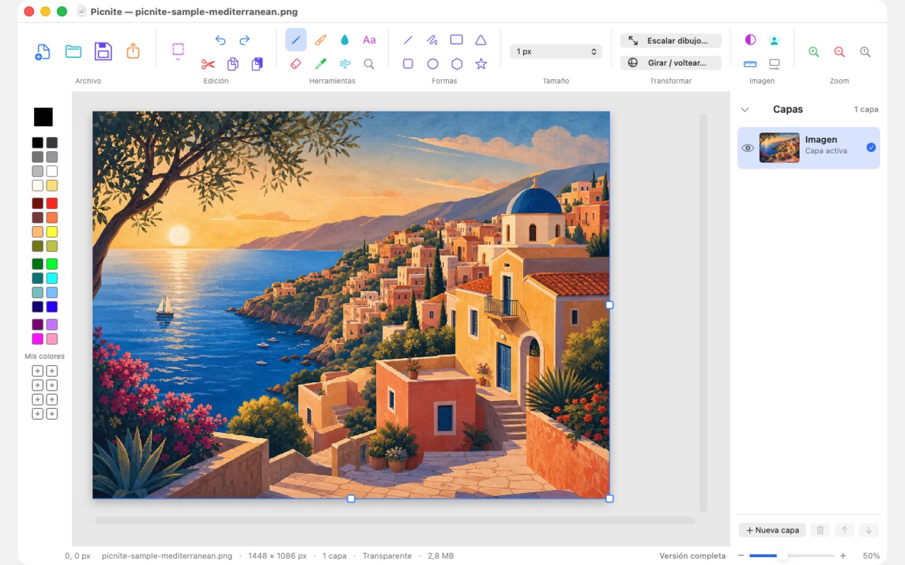 Interfaz completa del editor Picnite en macOS